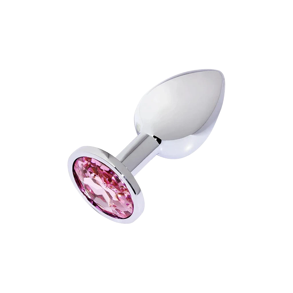 Metal Elmas Taşlı Anal Plug Rose Orta Boy